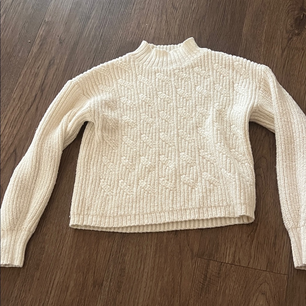 J. Crew Cream Cable-Knit Mock Neck Sweater